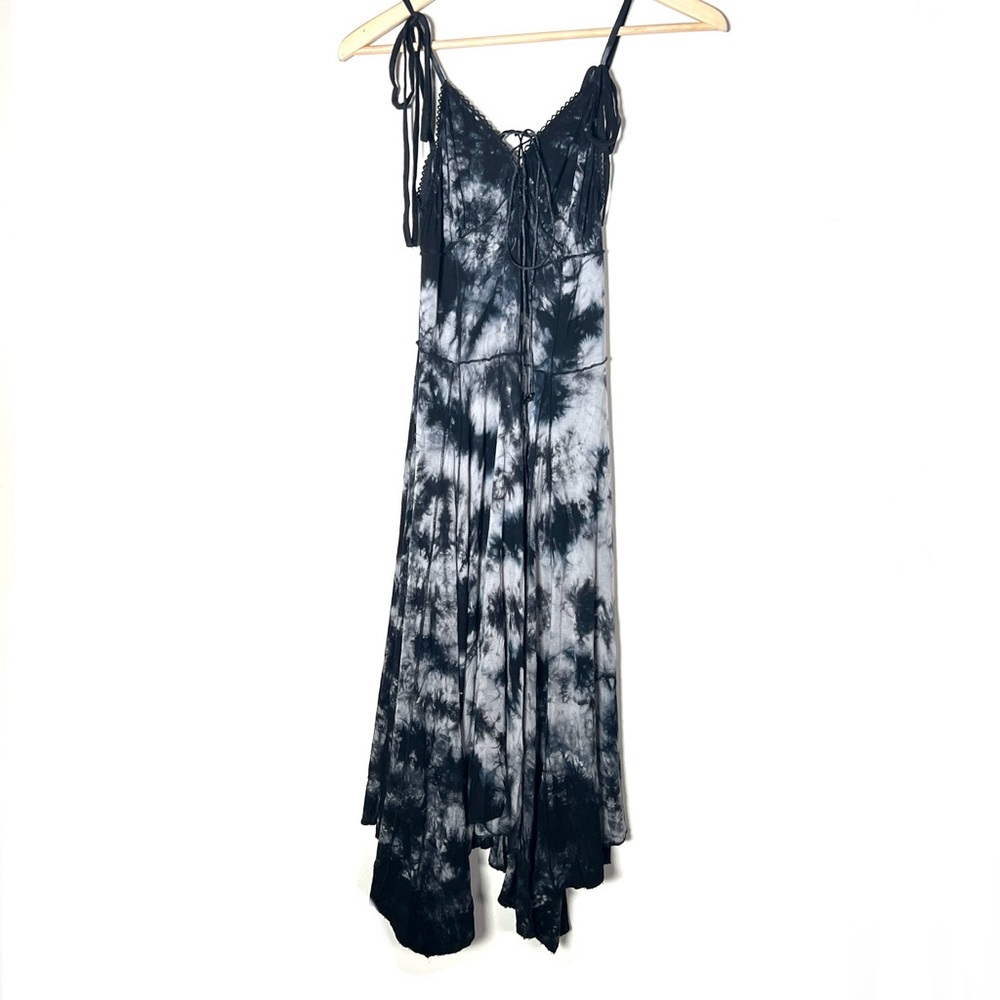 Widow Black and Gray Tie-Dye Midi Dress size medium M B185